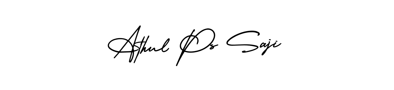 The best way (AmerikaSignatureDemo-Regular) to make a short signature is to pick only two or three words in your name. The name Athul Ps Saji include a total of six letters. For converting this name. Athul Ps Saji signature style 3 images and pictures png