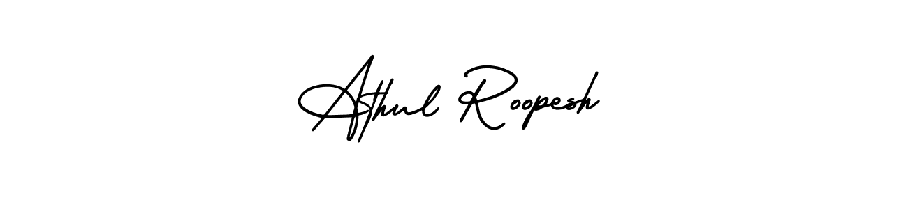 Use a signature maker to create a handwritten signature online. With this signature software, you can design (AmerikaSignatureDemo-Regular) your own signature for name Athul Roopesh. Athul Roopesh signature style 3 images and pictures png