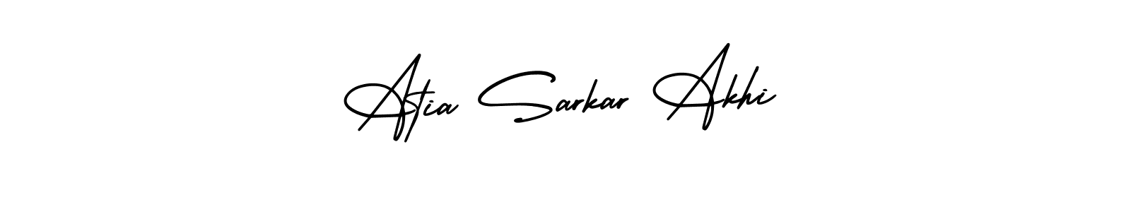 Similarly AmerikaSignatureDemo-Regular is the best handwritten signature design. Signature creator online .You can use it as an online autograph creator for name Atia Sarkar Akhi. Atia Sarkar Akhi signature style 3 images and pictures png