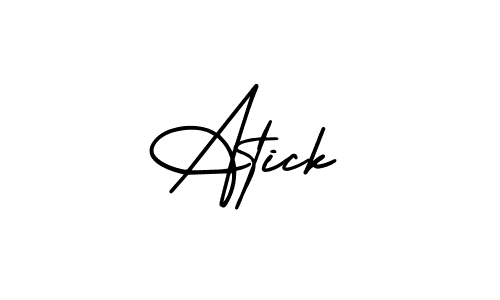 The best way (AmerikaSignatureDemo-Regular) to make a short signature is to pick only two or three words in your name. The name Atick include a total of six letters. For converting this name. Atick signature style 3 images and pictures png