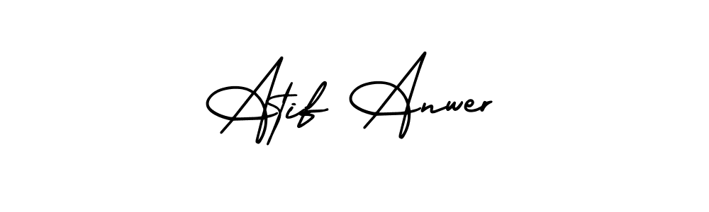 The best way (AmerikaSignatureDemo-Regular) to make a short signature is to pick only two or three words in your name. The name Atif Anwer include a total of six letters. For converting this name. Atif Anwer signature style 3 images and pictures png