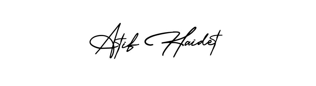 Make a beautiful signature design for name Atif Haidet. With this signature (AmerikaSignatureDemo-Regular) style, you can create a handwritten signature for free. Atif Haidet signature style 3 images and pictures png