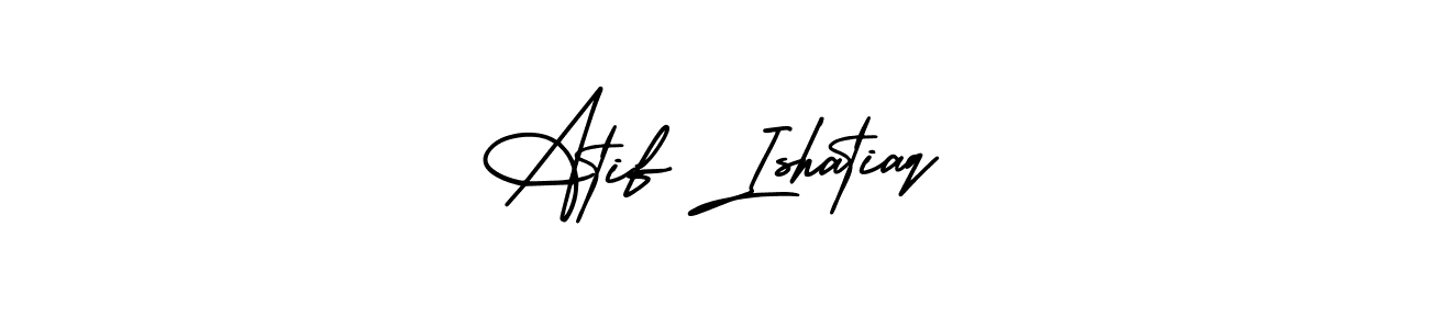 if you are searching for the best signature style for your name Atif Ishatiaq. so please give up your signature search. here we have designed multiple signature styles  using AmerikaSignatureDemo-Regular. Atif Ishatiaq signature style 3 images and pictures png