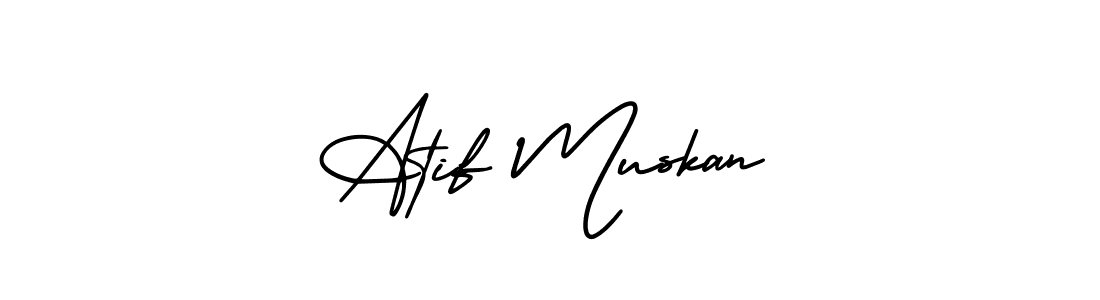 if you are searching for the best signature style for your name Atif Muskan. so please give up your signature search. here we have designed multiple signature styles  using AmerikaSignatureDemo-Regular. Atif Muskan signature style 3 images and pictures png