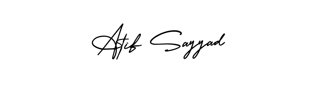 The best way (AmerikaSignatureDemo-Regular) to make a short signature is to pick only two or three words in your name. The name Atif Sayyad include a total of six letters. For converting this name. Atif Sayyad signature style 3 images and pictures png