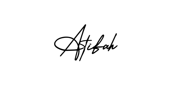 How to make Atifah name signature. Use AmerikaSignatureDemo-Regular style for creating short signs online. This is the latest handwritten sign. Atifah signature style 3 images and pictures png