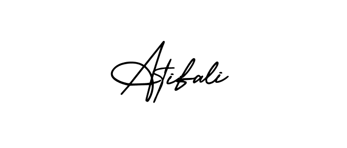 You should practise on your own different ways (AmerikaSignatureDemo-Regular) to write your name (Atifali) in signature. don't let someone else do it for you. Atifali signature style 3 images and pictures png