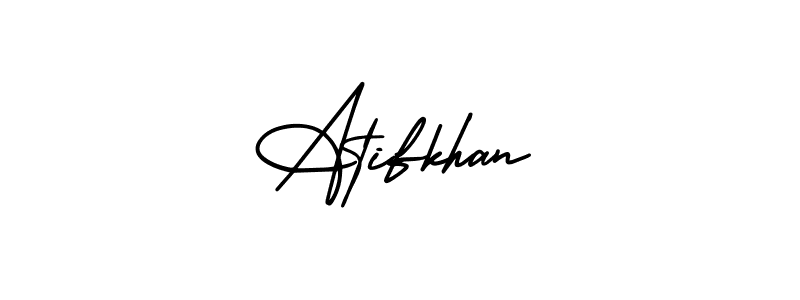 How to make Atifkhan name signature. Use AmerikaSignatureDemo-Regular style for creating short signs online. This is the latest handwritten sign. Atifkhan signature style 3 images and pictures png