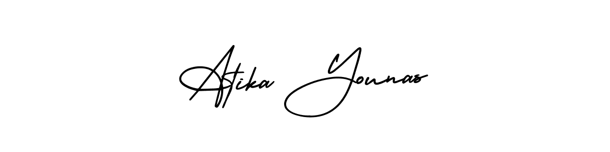 Make a short Atika Younas signature style. Manage your documents anywhere anytime using AmerikaSignatureDemo-Regular. Create and add eSignatures, submit forms, share and send files easily. Atika Younas signature style 3 images and pictures png