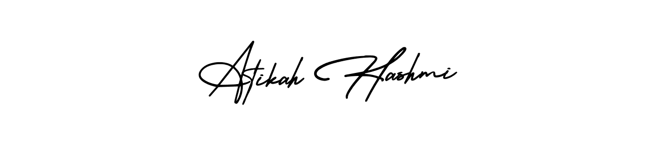 This is the best signature style for the Atikah Hashmi name. Also you like these signature font (AmerikaSignatureDemo-Regular). Mix name signature. Atikah Hashmi signature style 3 images and pictures png