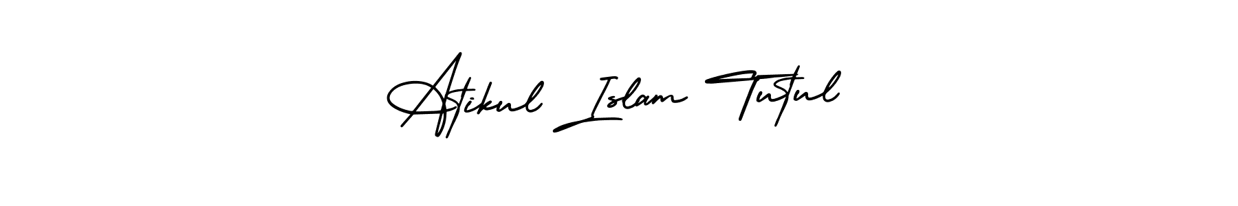 The best way (AmerikaSignatureDemo-Regular) to make a short signature is to pick only two or three words in your name. The name Atikul Islam Tutul include a total of six letters. For converting this name. Atikul Islam Tutul signature style 3 images and pictures png