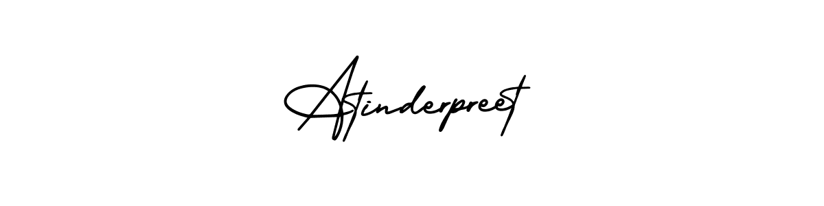 The best way (AmerikaSignatureDemo-Regular) to make a short signature is to pick only two or three words in your name. The name Atinderpreet include a total of six letters. For converting this name. Atinderpreet signature style 3 images and pictures png