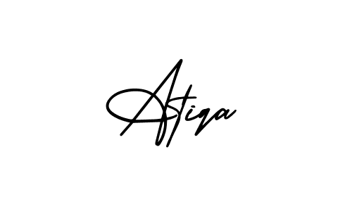 You should practise on your own different ways (AmerikaSignatureDemo-Regular) to write your name (Atiqa) in signature. don't let someone else do it for you. Atiqa signature style 3 images and pictures png