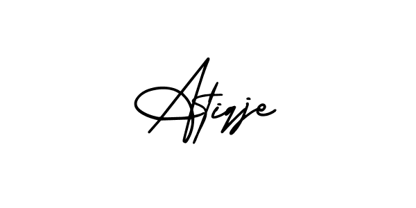Create a beautiful signature design for name Atiqje. With this signature (AmerikaSignatureDemo-Regular) fonts, you can make a handwritten signature for free. Atiqje signature style 3 images and pictures png