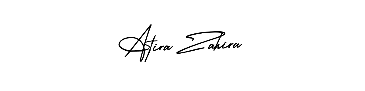 How to make Atira Zahira name signature. Use AmerikaSignatureDemo-Regular style for creating short signs online. This is the latest handwritten sign. Atira Zahira signature style 3 images and pictures png