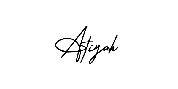 How to make Atiyah name signature. Use AmerikaSignatureDemo-Regular style for creating short signs online. This is the latest handwritten sign. Atiyah signature style 3 images and pictures png