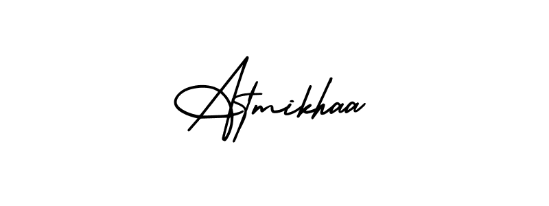 You should practise on your own different ways (AmerikaSignatureDemo-Regular) to write your name (Atmikhaa) in signature. don't let someone else do it for you. Atmikhaa signature style 3 images and pictures png