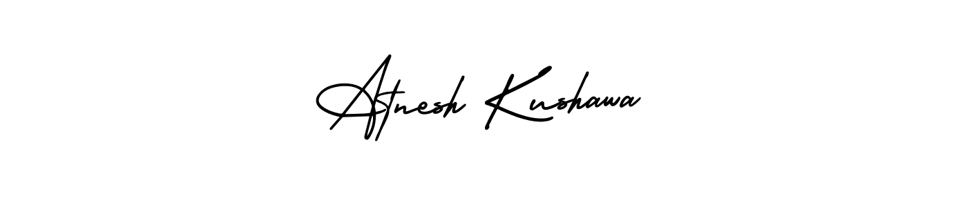 This is the best signature style for the Atnesh Kushawa name. Also you like these signature font (AmerikaSignatureDemo-Regular). Mix name signature. Atnesh Kushawa signature style 3 images and pictures png