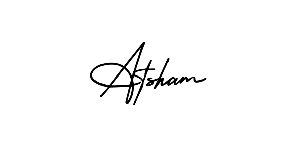 Similarly AmerikaSignatureDemo-Regular is the best handwritten signature design. Signature creator online .You can use it as an online autograph creator for name Atsham. Atsham signature style 3 images and pictures png