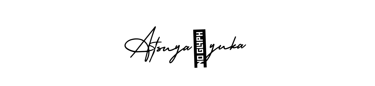 How to make Atsuya　yuka name signature. Use AmerikaSignatureDemo-Regular style for creating short signs online. This is the latest handwritten sign. Atsuya　yuka signature style 3 images and pictures png