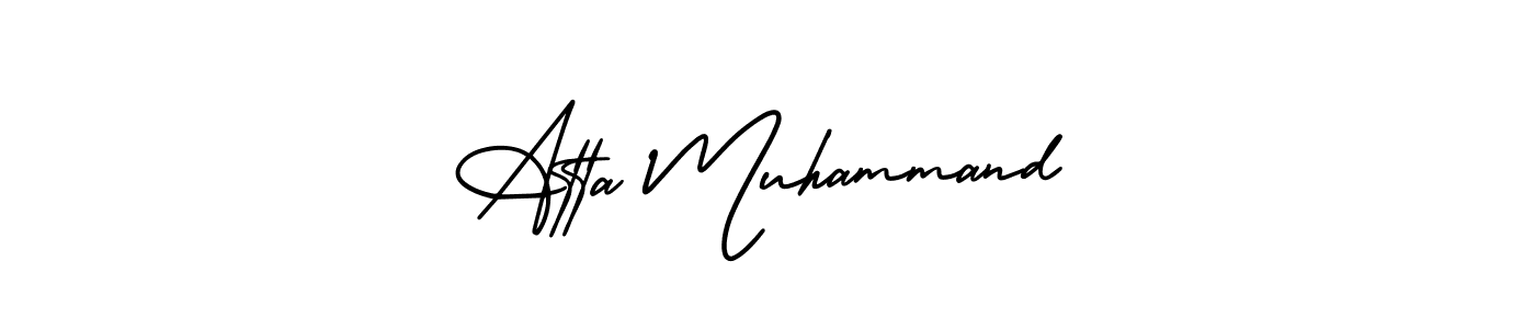 The best way (AmerikaSignatureDemo-Regular) to make a short signature is to pick only two or three words in your name. The name Atta Muhammand include a total of six letters. For converting this name. Atta Muhammand signature style 3 images and pictures png