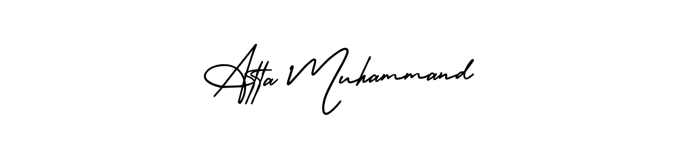 The best way (AmerikaSignatureDemo-Regular) to make a short signature is to pick only two or three words in your name. The name Atta Muhammand include a total of six letters. For converting this name. Atta Muhammand signature style 3 images and pictures png