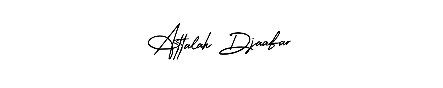 The best way (AmerikaSignatureDemo-Regular) to make a short signature is to pick only two or three words in your name. The name Attalah Djaafar include a total of six letters. For converting this name. Attalah Djaafar signature style 3 images and pictures png