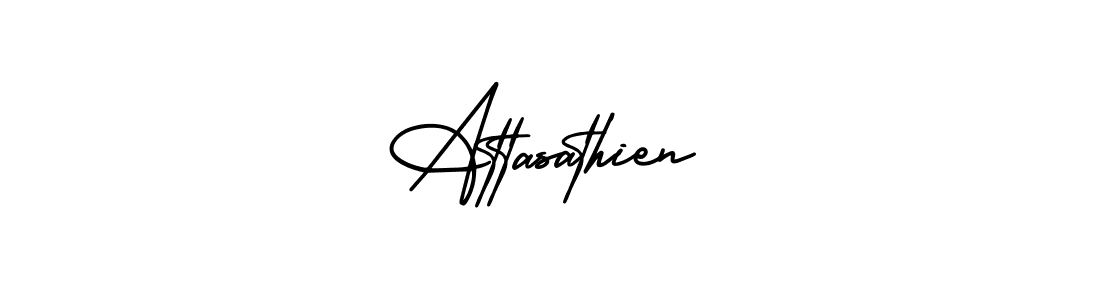 You should practise on your own different ways (AmerikaSignatureDemo-Regular) to write your name (Attasathien) in signature. don't let someone else do it for you. Attasathien signature style 3 images and pictures png