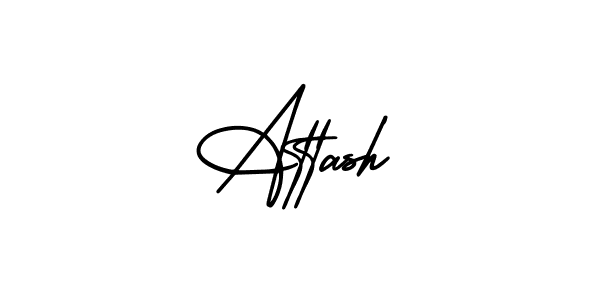 You should practise on your own different ways (AmerikaSignatureDemo-Regular) to write your name (Attash) in signature. don't let someone else do it for you. Attash signature style 3 images and pictures png