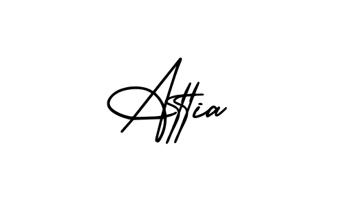 Attia stylish signature style. Best Handwritten Sign (AmerikaSignatureDemo-Regular) for my name. Handwritten Signature Collection Ideas for my name Attia. Attia signature style 3 images and pictures png