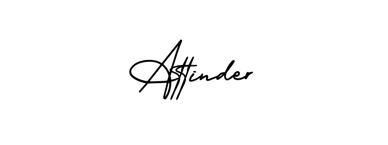 How to make Attinder name signature. Use AmerikaSignatureDemo-Regular style for creating short signs online. This is the latest handwritten sign. Attinder signature style 3 images and pictures png