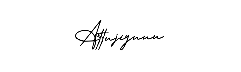 How to make Attujiyuuu name signature. Use AmerikaSignatureDemo-Regular style for creating short signs online. This is the latest handwritten sign. Attujiyuuu signature style 3 images and pictures png