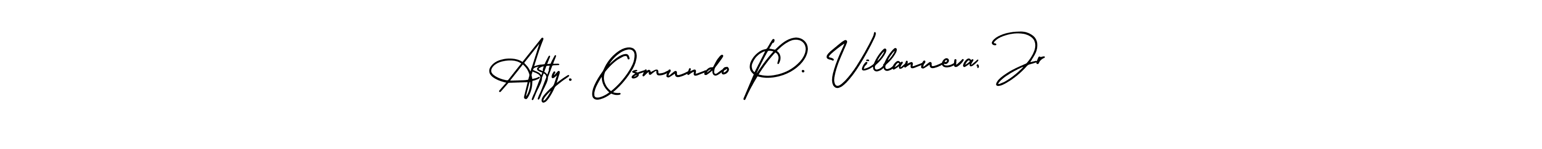 Use a signature maker to create a handwritten signature online. With this signature software, you can design (AmerikaSignatureDemo-Regular) your own signature for name Atty. Osmundo P. Villanueva, Jr. Atty. Osmundo P. Villanueva, Jr signature style 3 images and pictures png