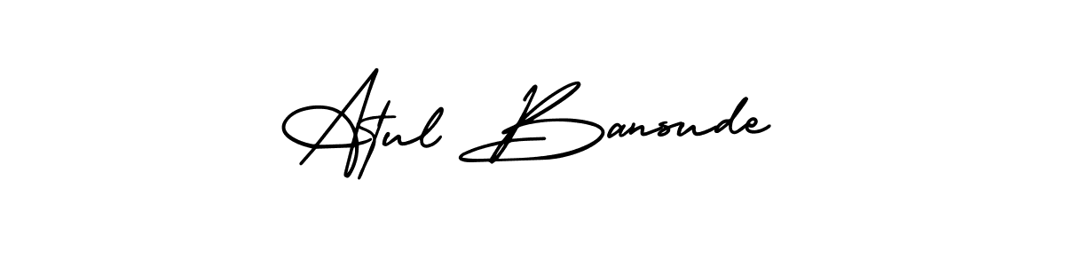 You should practise on your own different ways (AmerikaSignatureDemo-Regular) to write your name (Atul Bansude) in signature. don't let someone else do it for you. Atul Bansude signature style 3 images and pictures png