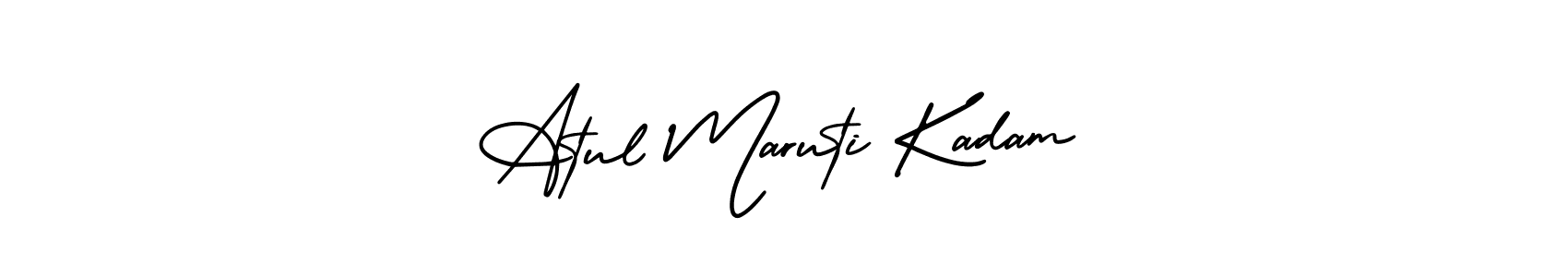 You should practise on your own different ways (AmerikaSignatureDemo-Regular) to write your name (Atul Maruti Kadam) in signature. don't let someone else do it for you. Atul Maruti Kadam signature style 3 images and pictures png