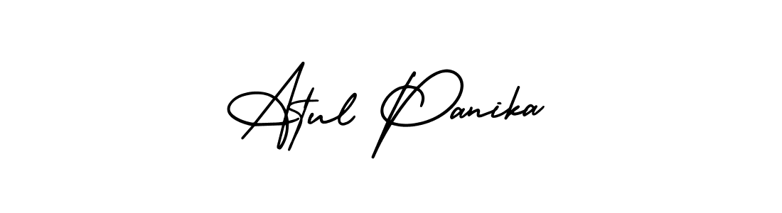 The best way (AmerikaSignatureDemo-Regular) to make a short signature is to pick only two or three words in your name. The name Atul Panika include a total of six letters. For converting this name. Atul Panika signature style 3 images and pictures png
