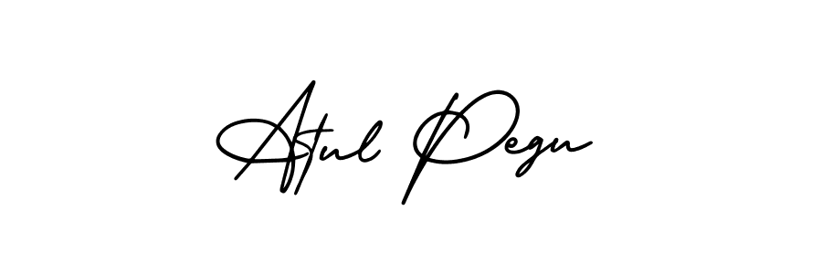 Similarly AmerikaSignatureDemo-Regular is the best handwritten signature design. Signature creator online .You can use it as an online autograph creator for name Atul Pegu. Atul Pegu signature style 3 images and pictures png