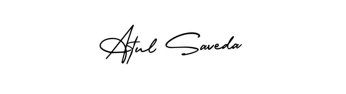 Make a short Atul Saveda signature style. Manage your documents anywhere anytime using AmerikaSignatureDemo-Regular. Create and add eSignatures, submit forms, share and send files easily. Atul Saveda signature style 3 images and pictures png