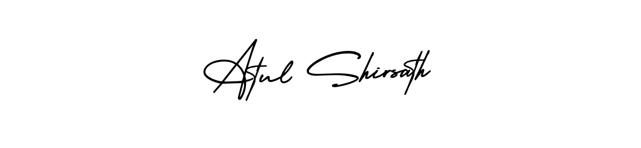 The best way (AmerikaSignatureDemo-Regular) to make a short signature is to pick only two or three words in your name. The name Atul Shirsath include a total of six letters. For converting this name. Atul Shirsath signature style 3 images and pictures png