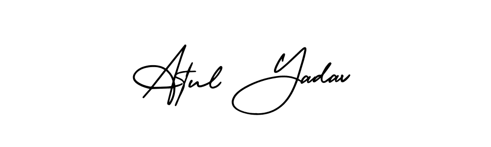 The best way (AmerikaSignatureDemo-Regular) to make a short signature is to pick only two or three words in your name. The name Atul Yadav include a total of six letters. For converting this name. Atul Yadav signature style 3 images and pictures png