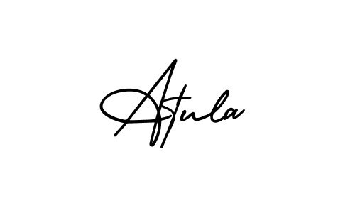 How to make Atula name signature. Use AmerikaSignatureDemo-Regular style for creating short signs online. This is the latest handwritten sign. Atula signature style 3 images and pictures png