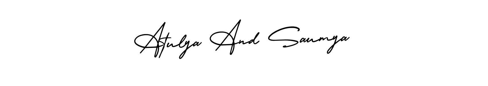 Also You can easily find your signature by using the search form. We will create Atulya And Saumya name handwritten signature images for you free of cost using AmerikaSignatureDemo-Regular sign style. Atulya And Saumya signature style 3 images and pictures png