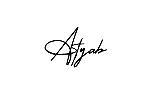 if you are searching for the best signature style for your name Atyab. so please give up your signature search. here we have designed multiple signature styles  using AmerikaSignatureDemo-Regular. Atyab signature style 3 images and pictures png