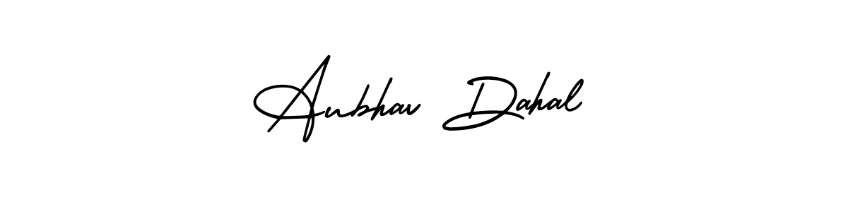 You should practise on your own different ways (AmerikaSignatureDemo-Regular) to write your name (Aubhav Dahal) in signature. don't let someone else do it for you. Aubhav Dahal signature style 3 images and pictures png