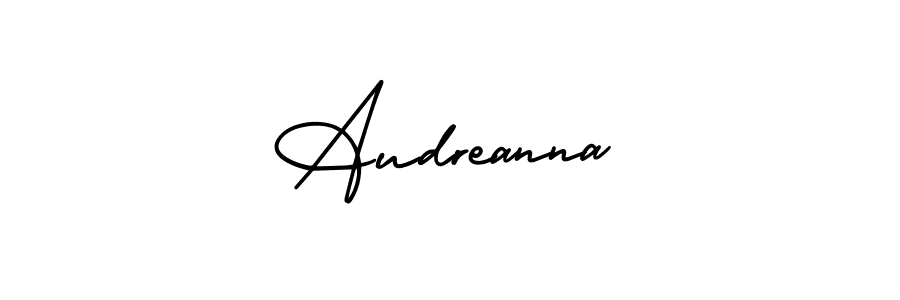 This is the best signature style for the Audreanna name. Also you like these signature font (AmerikaSignatureDemo-Regular). Mix name signature. Audreanna signature style 3 images and pictures png