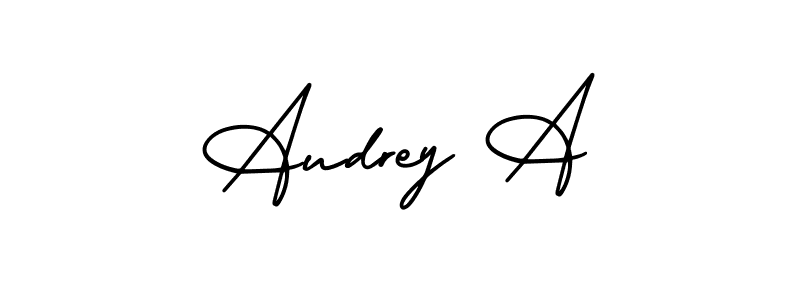 Create a beautiful signature design for name Audrey A. With this signature (AmerikaSignatureDemo-Regular) fonts, you can make a handwritten signature for free. Audrey A signature style 3 images and pictures png