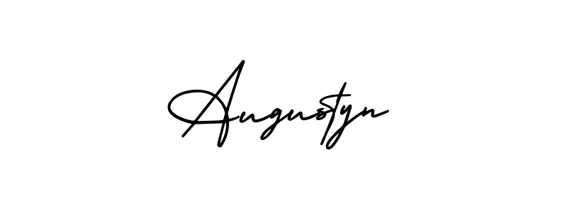 You should practise on your own different ways (AmerikaSignatureDemo-Regular) to write your name (Augustyn) in signature. don't let someone else do it for you. Augustyn signature style 3 images and pictures png