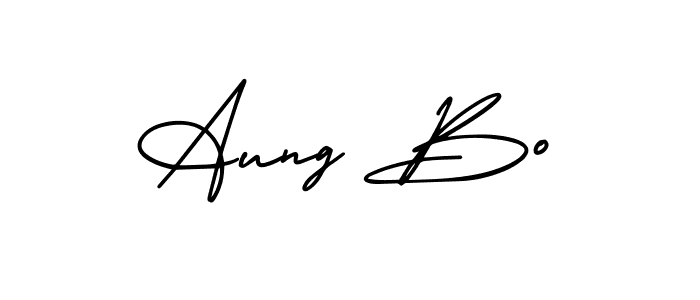 How to make Aung Bo name signature. Use AmerikaSignatureDemo-Regular style for creating short signs online. This is the latest handwritten sign. Aung Bo signature style 3 images and pictures png