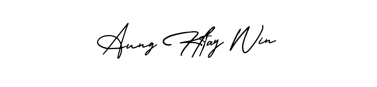 Aung Htay Win stylish signature style. Best Handwritten Sign (AmerikaSignatureDemo-Regular) for my name. Handwritten Signature Collection Ideas for my name Aung Htay Win. Aung Htay Win signature style 3 images and pictures png