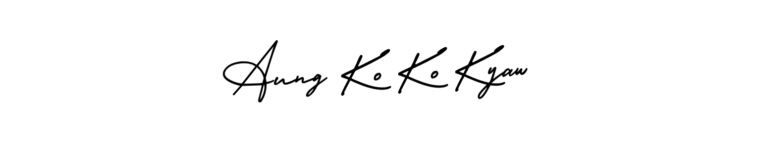 Make a beautiful signature design for name Aung Ko Ko Kyaw. With this signature (AmerikaSignatureDemo-Regular) style, you can create a handwritten signature for free. Aung Ko Ko Kyaw signature style 3 images and pictures png